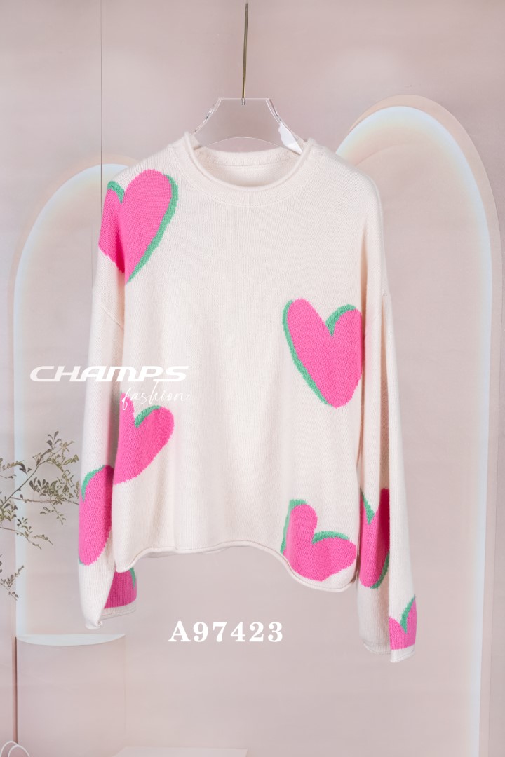 ÁO LEN TAY DÀI TRÁI TIM XÁM KEM 97423