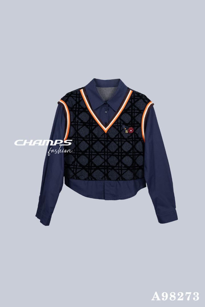 ÁO XANH PHỐI LEN 98273