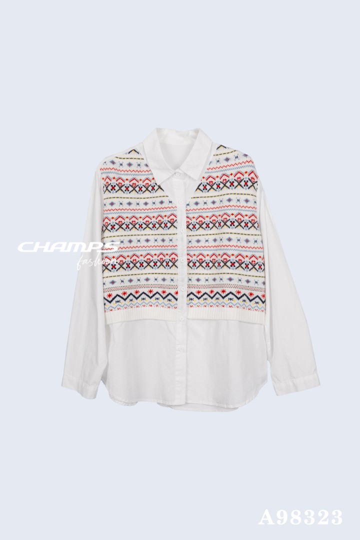 ÁO SƠ MI PHỐI LEN 98323