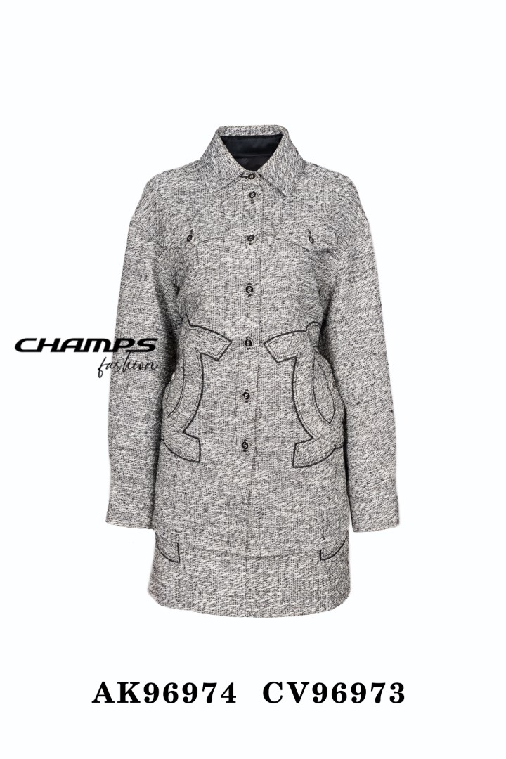 ÁO KHOÁC DẠ XÁM CHANEL 96974