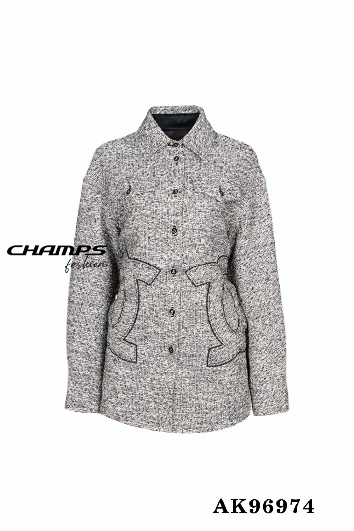 ÁO KHOÁC DẠ XÁM CHANEL 96974