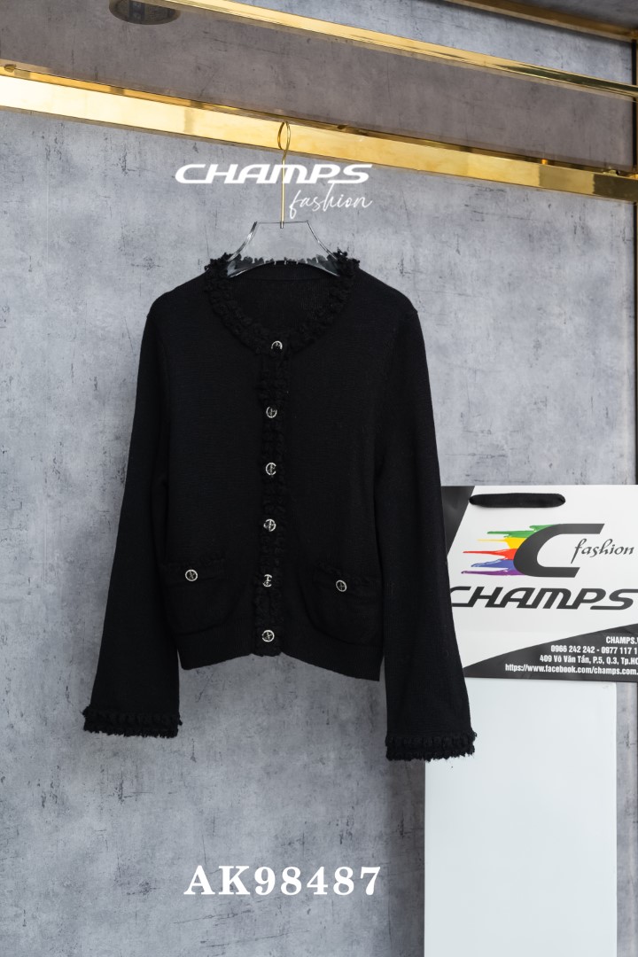 ÁO KHOÁC LEN CHANEL ĐEN 98487