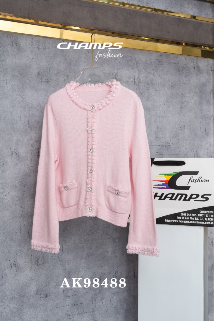 ÁO KHOÁC LEN CHANEL HỒNG NHẠT 98488