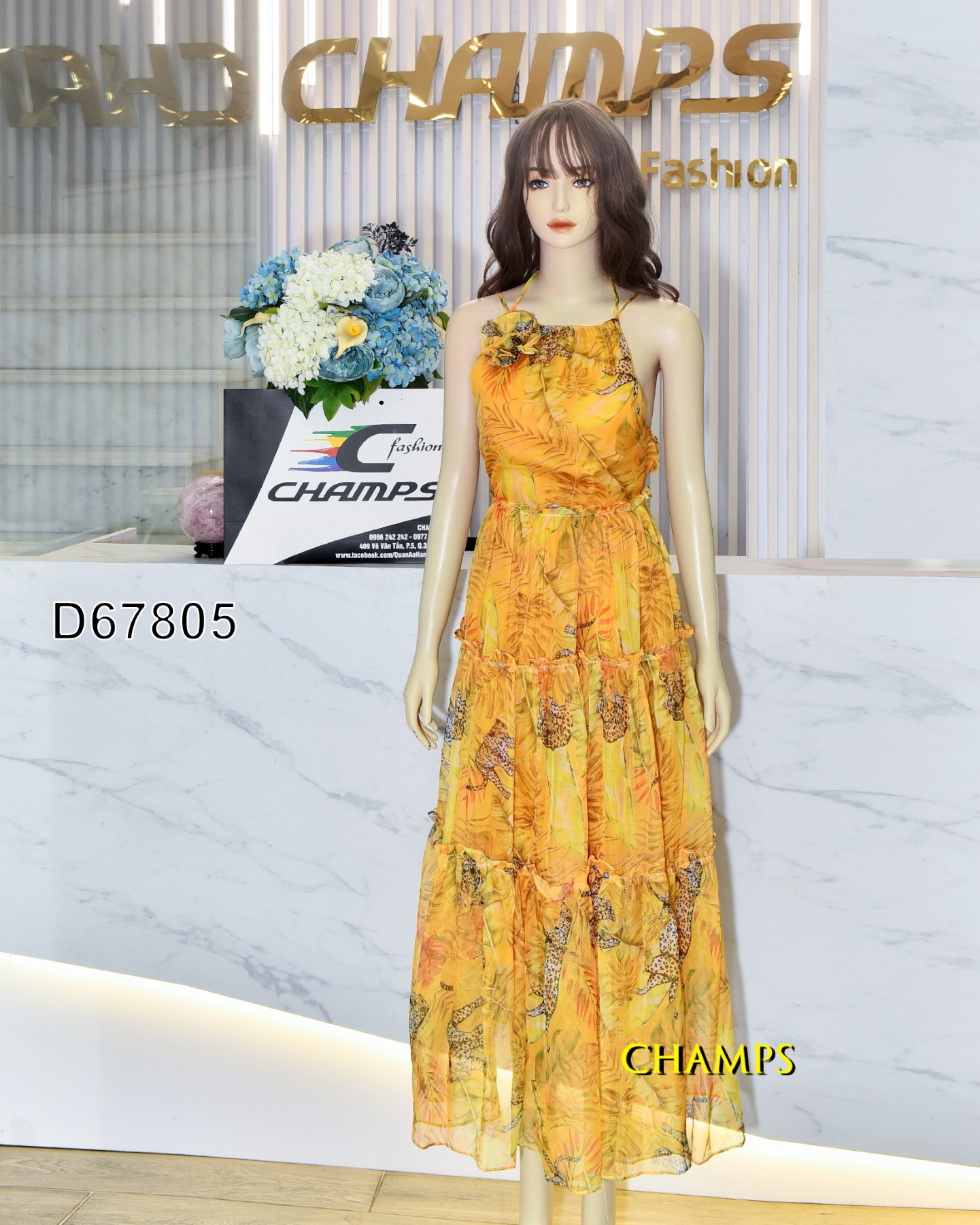 ĐẦM LỤA VÀNG YẾM DÀI 67805