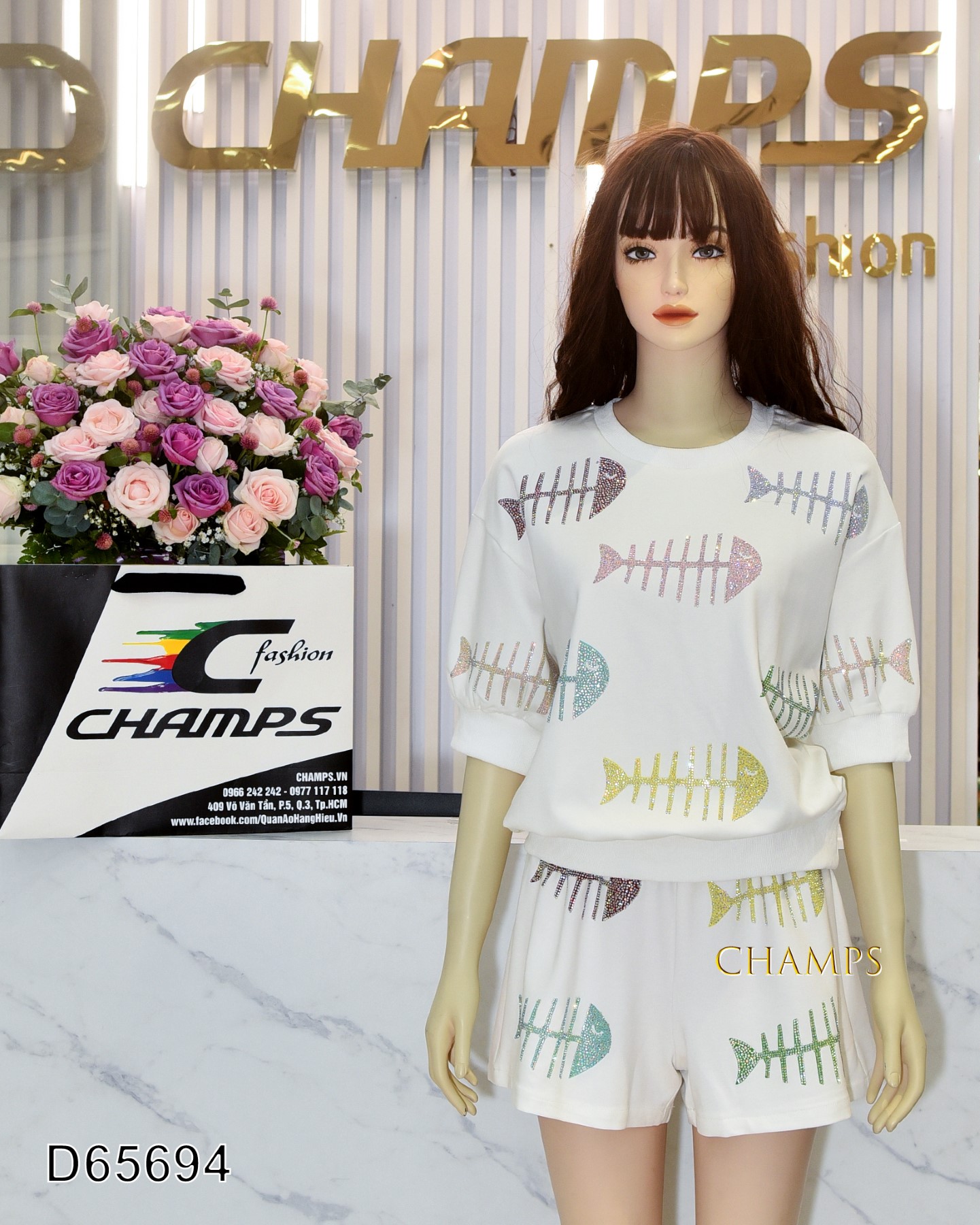 BỘ SHORT TRẮNG CƯỜM 65694