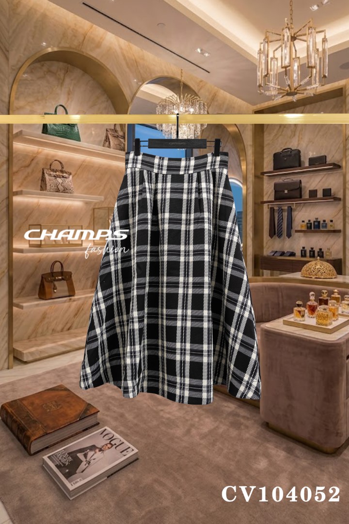 CHÂN VÁY DÀI CARO ĐEN 104052