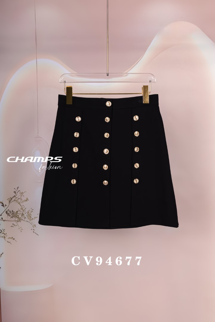 CHÂN VÁY ĐEN NÚT VÀNG LV 94677