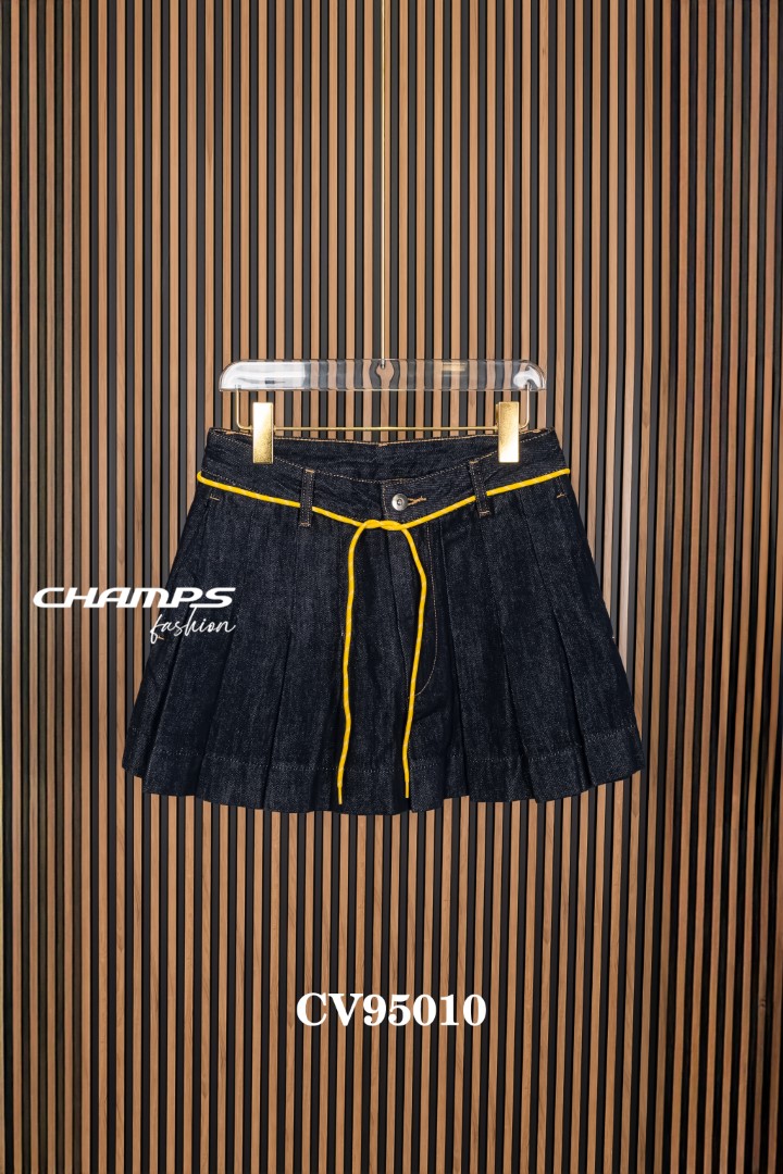 CHÂN VÁY JEAN ĐEN XẾP LY DN 94010