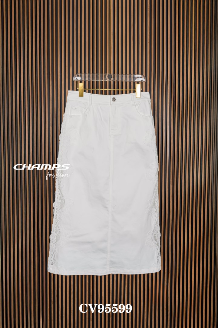 CHÂN VÁY JEAN TRẮNG 2 BÊN REN 95599