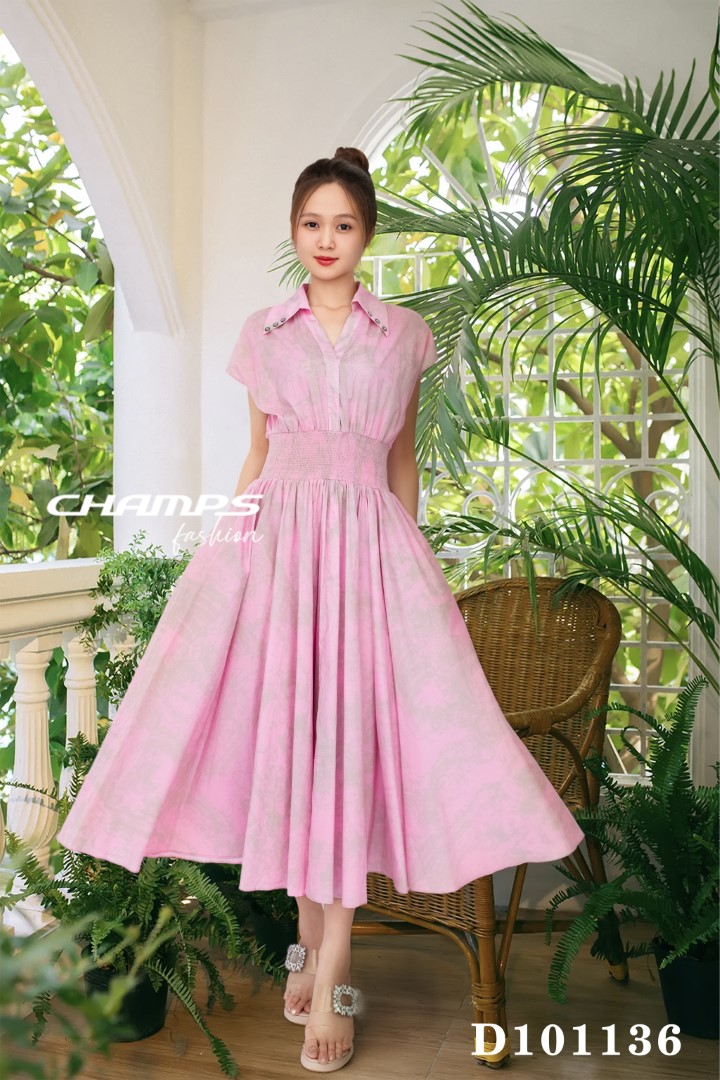 ĐẦM TƠ HOA TIẾT HỒNG LOANG 101136