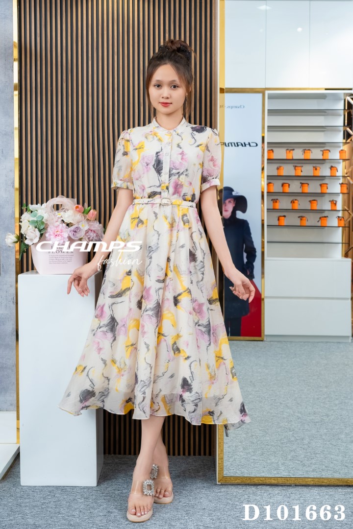 ĐẦM SƠ MI LOANG VÀNG DN 101663