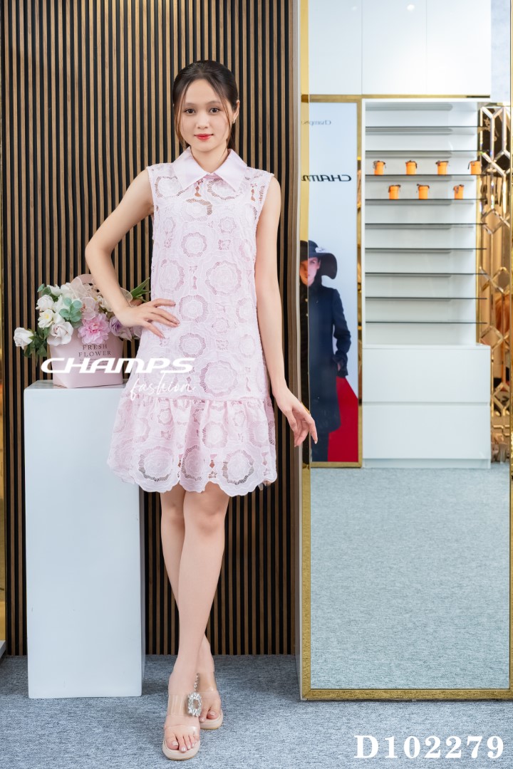 ĐẦM REN HOA HỒNG LÓT 102279