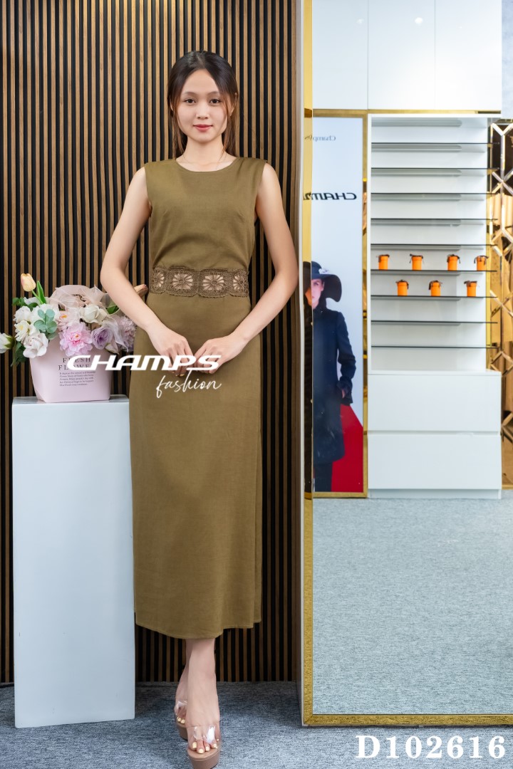 ĐẦM XANH REN EO HỞ 102616