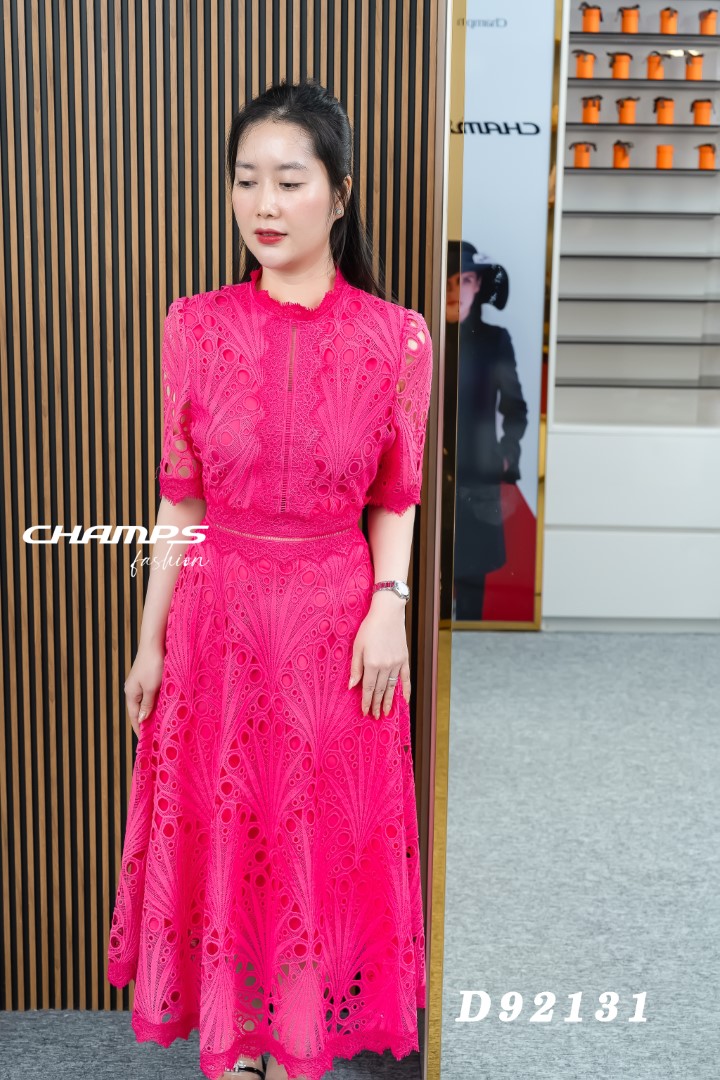 ĐẦM HỒNG SEN REN DÀI 92131