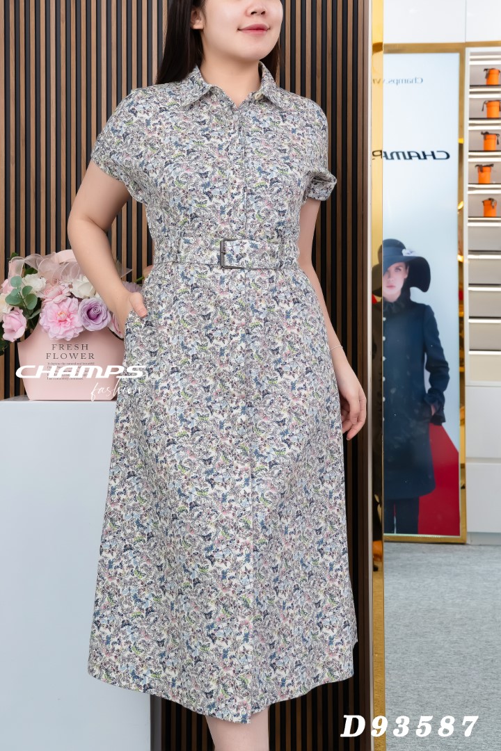 ĐẦM SƠ MI HOẠ TIẾT BƯỚM 93587