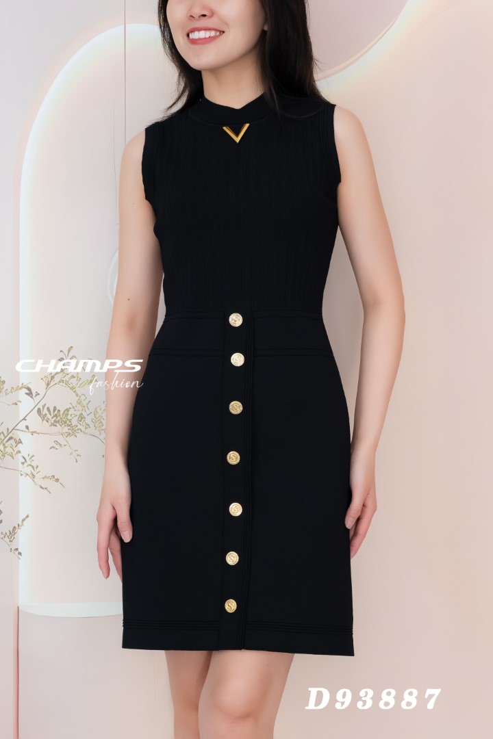 ĐẦM LEN ĐEN LOGO V 93887