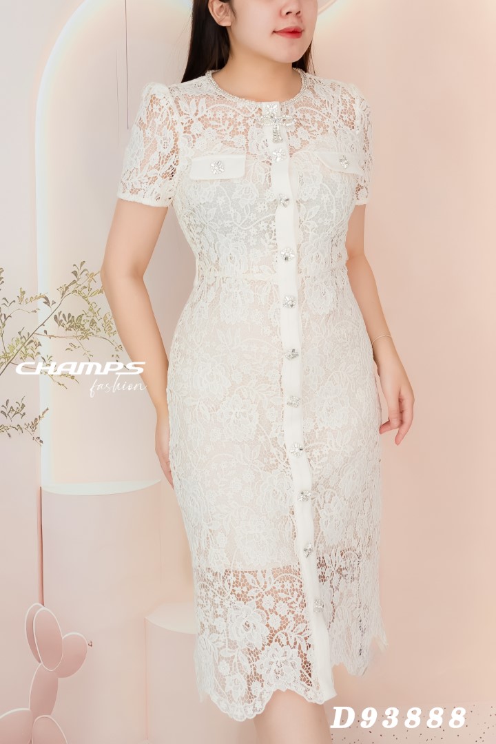 ĐẦM REN KEM ĐÍNH NƠ CƯỜM LÓT 93888