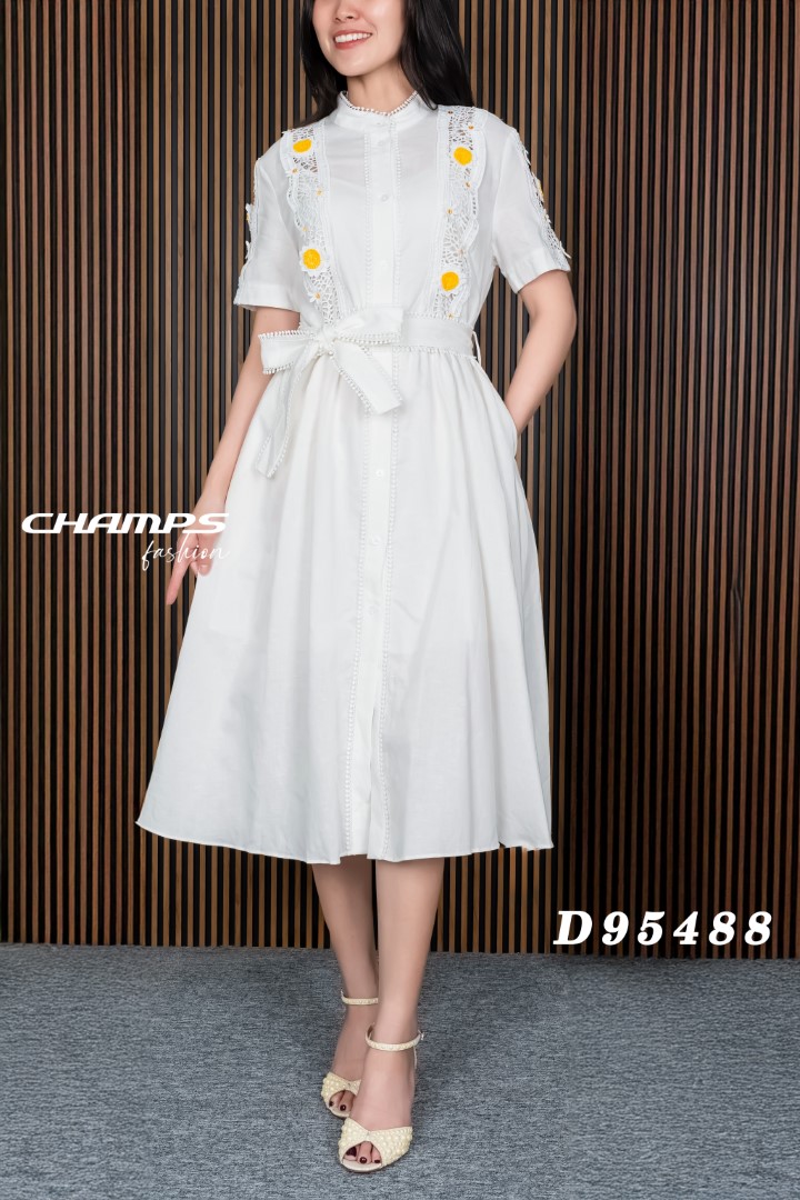 ĐẦM XÔ TRẮNG THÊU DN 95488