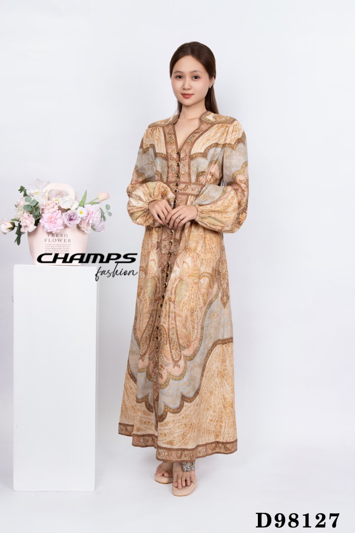 ĐẦM ZIMBERMAN HOA VĂN NÂU DÀI DN LÓT 98127