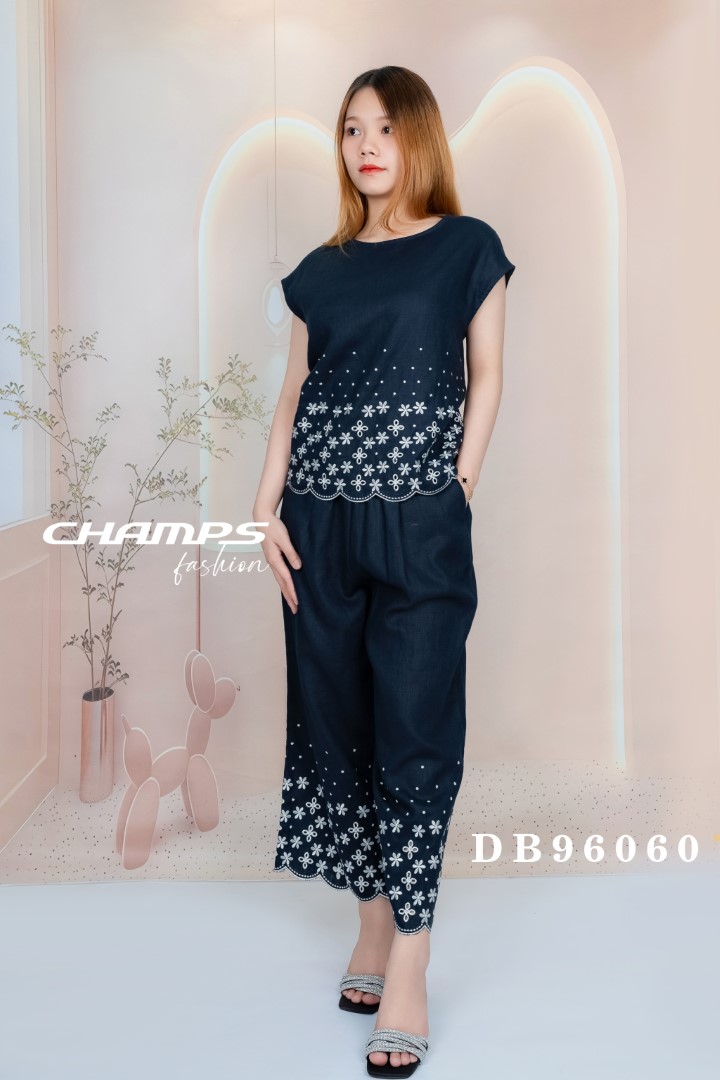 BỘ LENIN XANH ĐEN HOA TRẮNG CV 96060