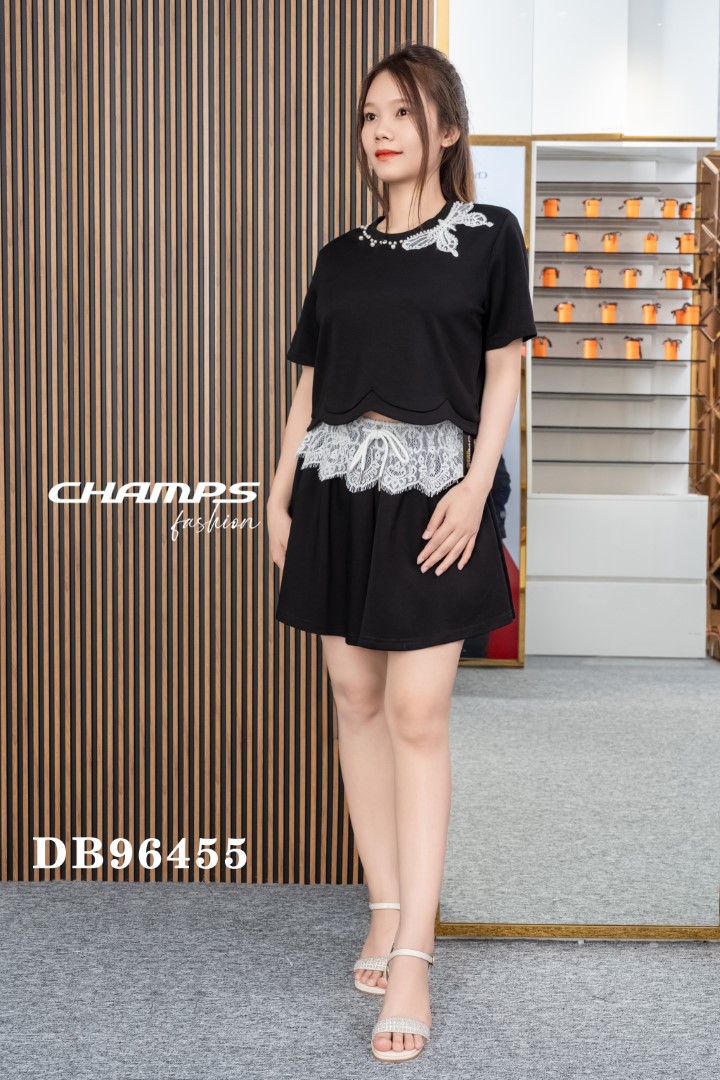 BỘ SHORT THUN ĐEN BƯỚM 96455