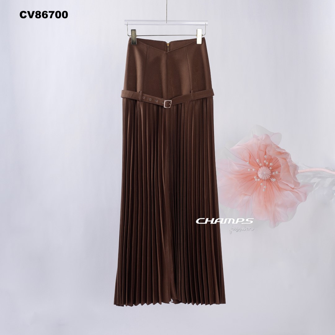 CHÂN VÁY NÂU XẾP LY DN 86700