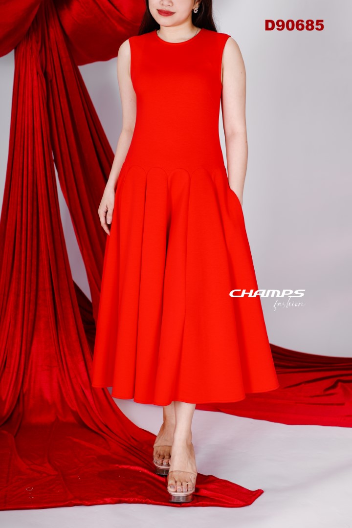 ĐẦM ĐỎ DÀI XỐP I 90685