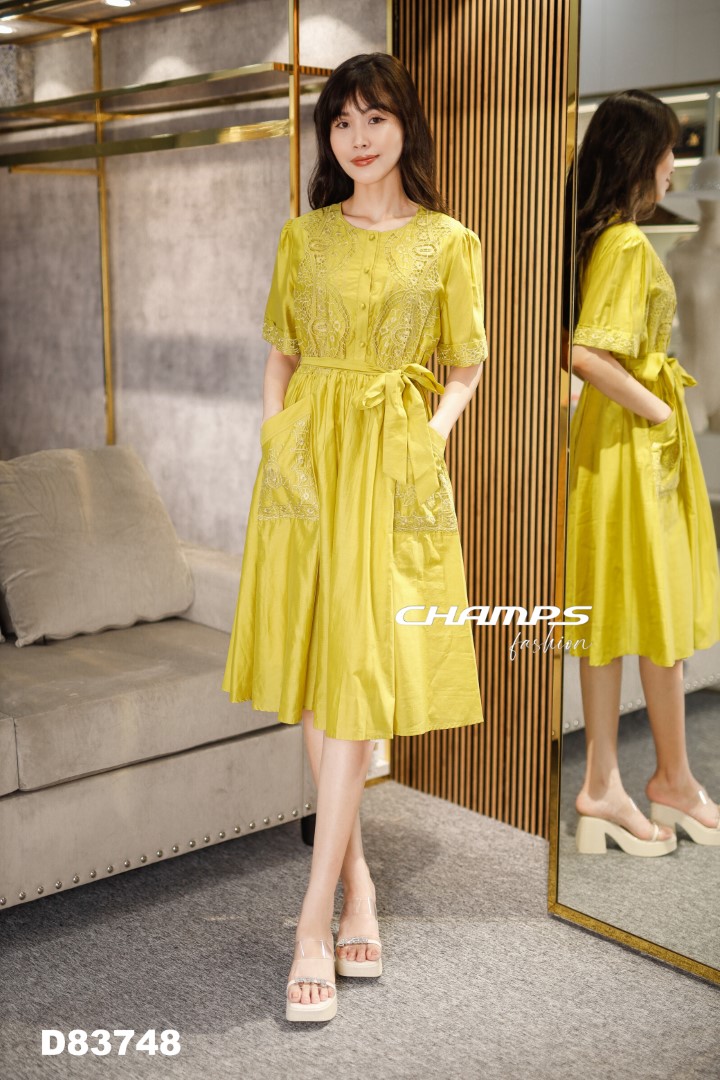 ĐẦM XÔ VÀNG THÊU 83748