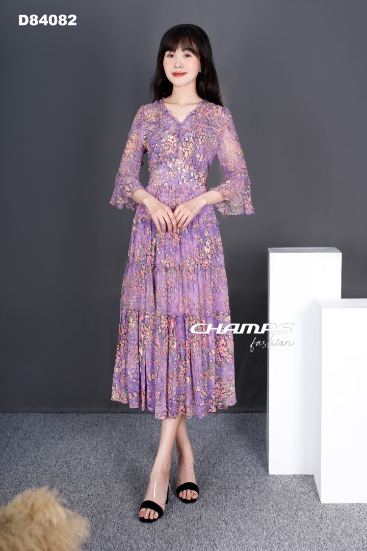 ĐẦM TƠ LỤA TÍM NHÍ 84082