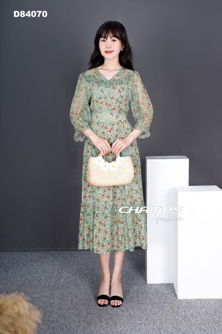 ĐẦM LỤA XANH HOA NHÍ 84070