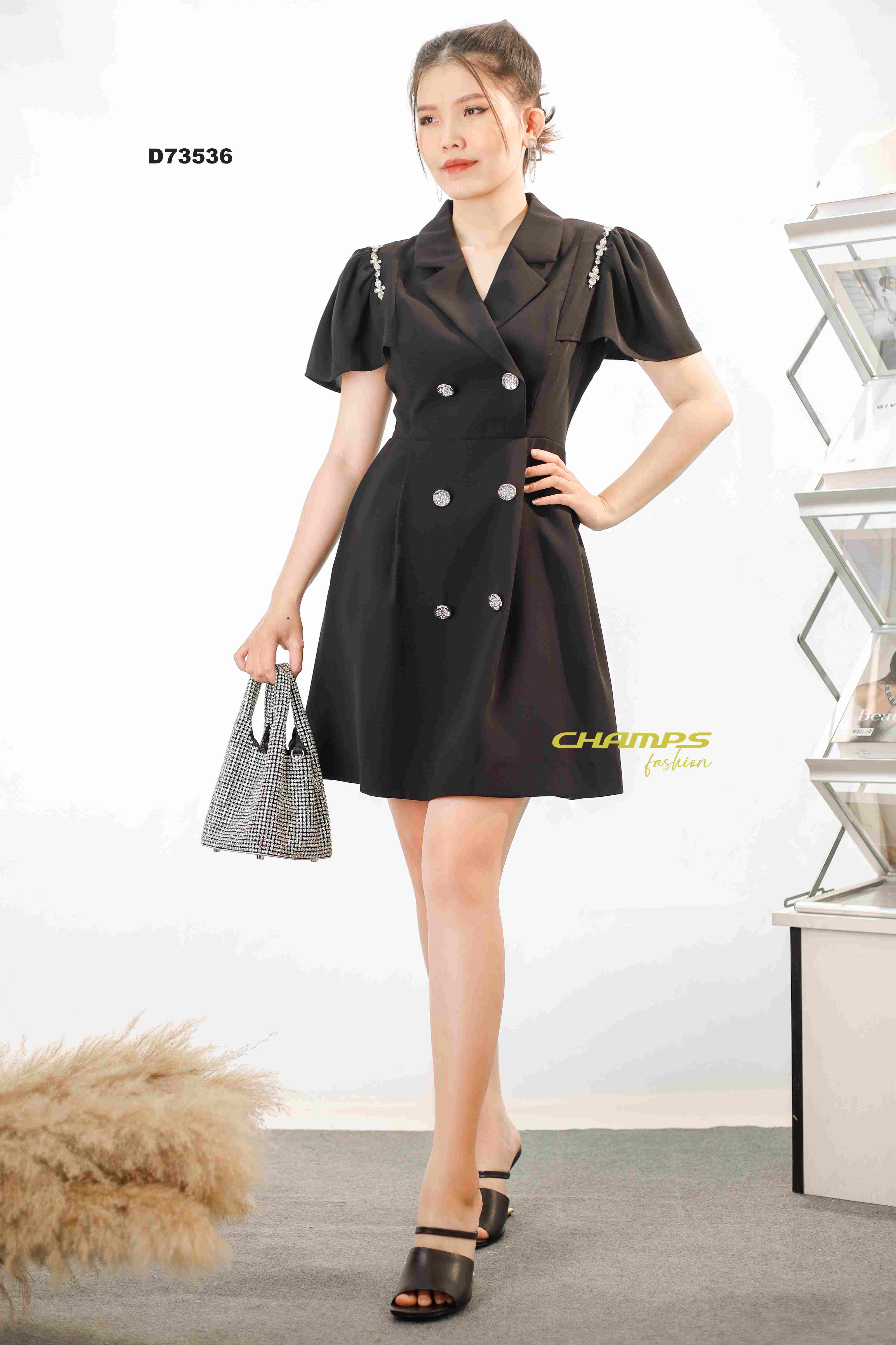 ĐẦM VEST ĐEN ĐÁ VAI 73536