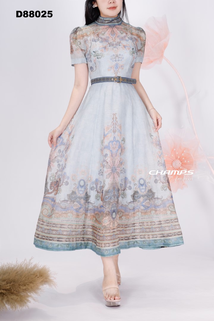 ĐẦM ZIMBERMAN XANH DÀI LOANG LOT DN 88025