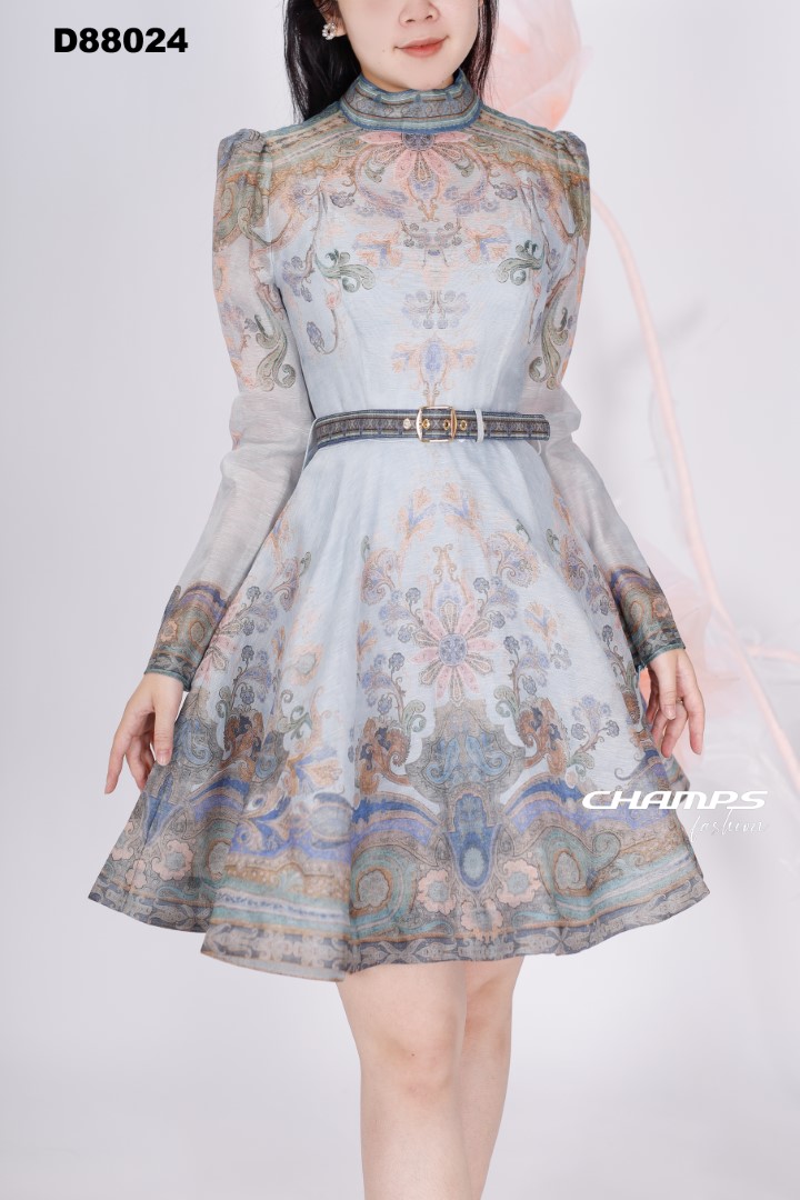 ĐẦM ZIMBERMAN XÒE XANH LOANG LOT DN 88024