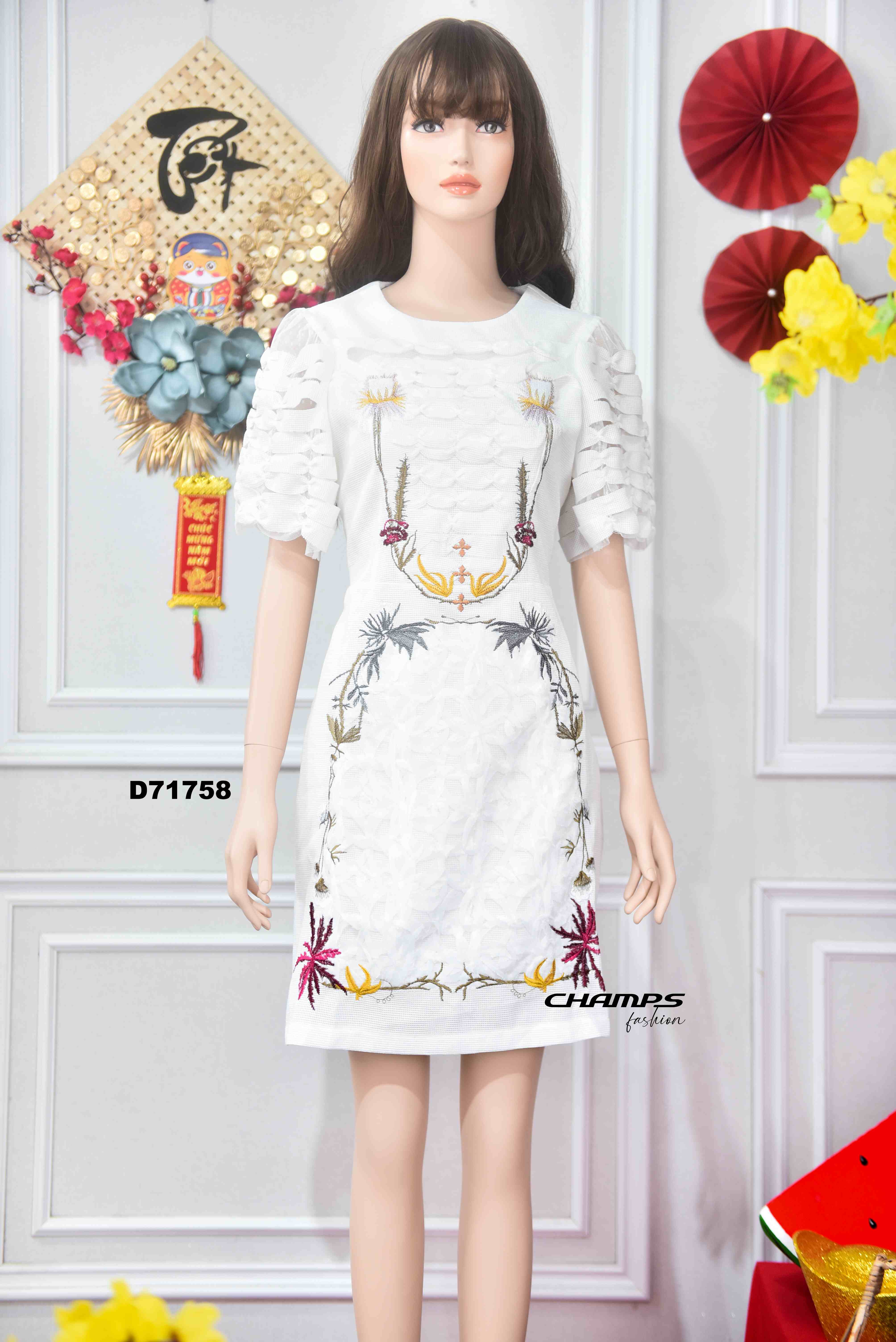 ĐẦM TRẮNG THÊU HOA 71758  Champs Fashion  Thời Trang Hàng Hiệu