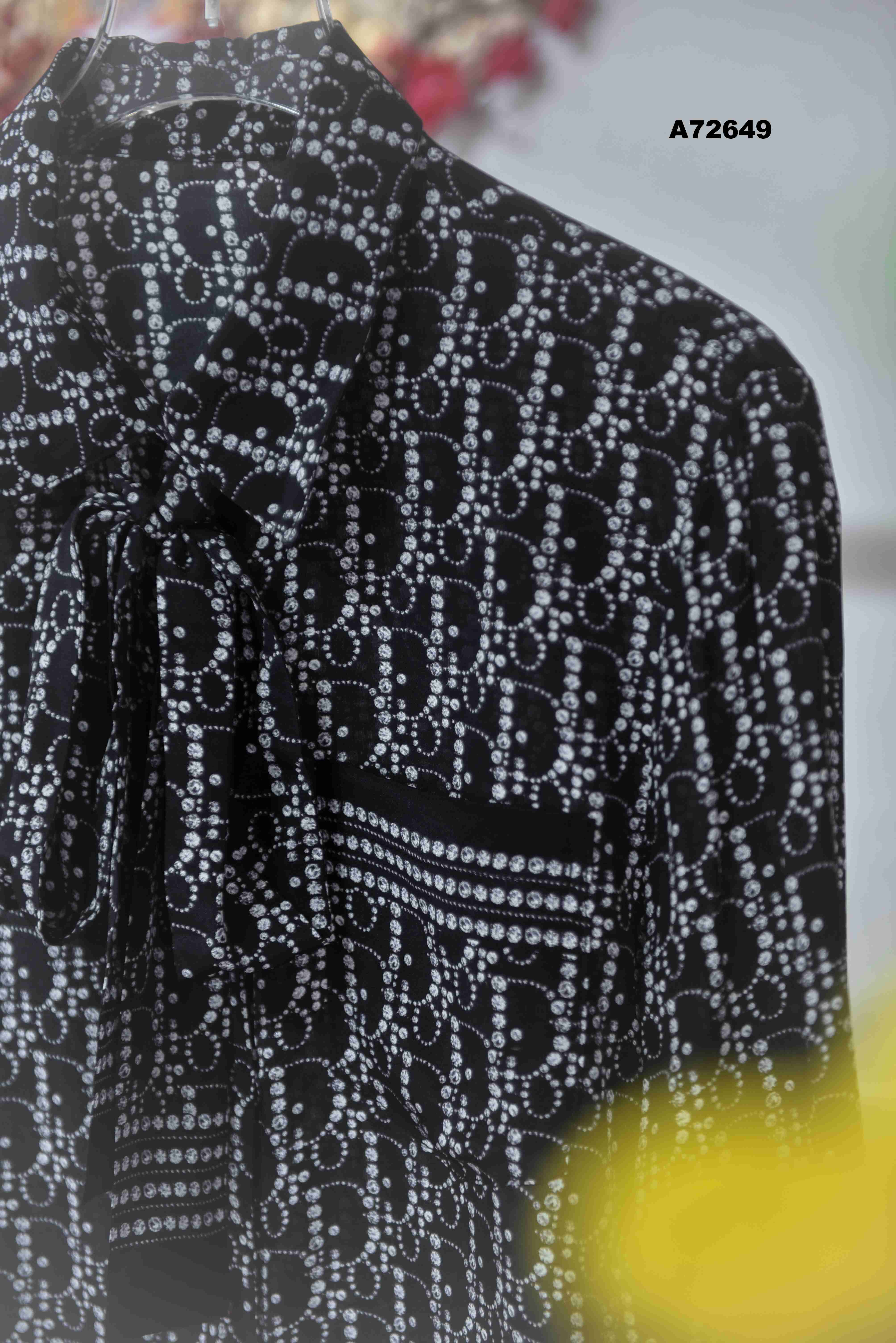 ÁO SƠ MI LỤA DIOR ĐEN +DÂY 72649