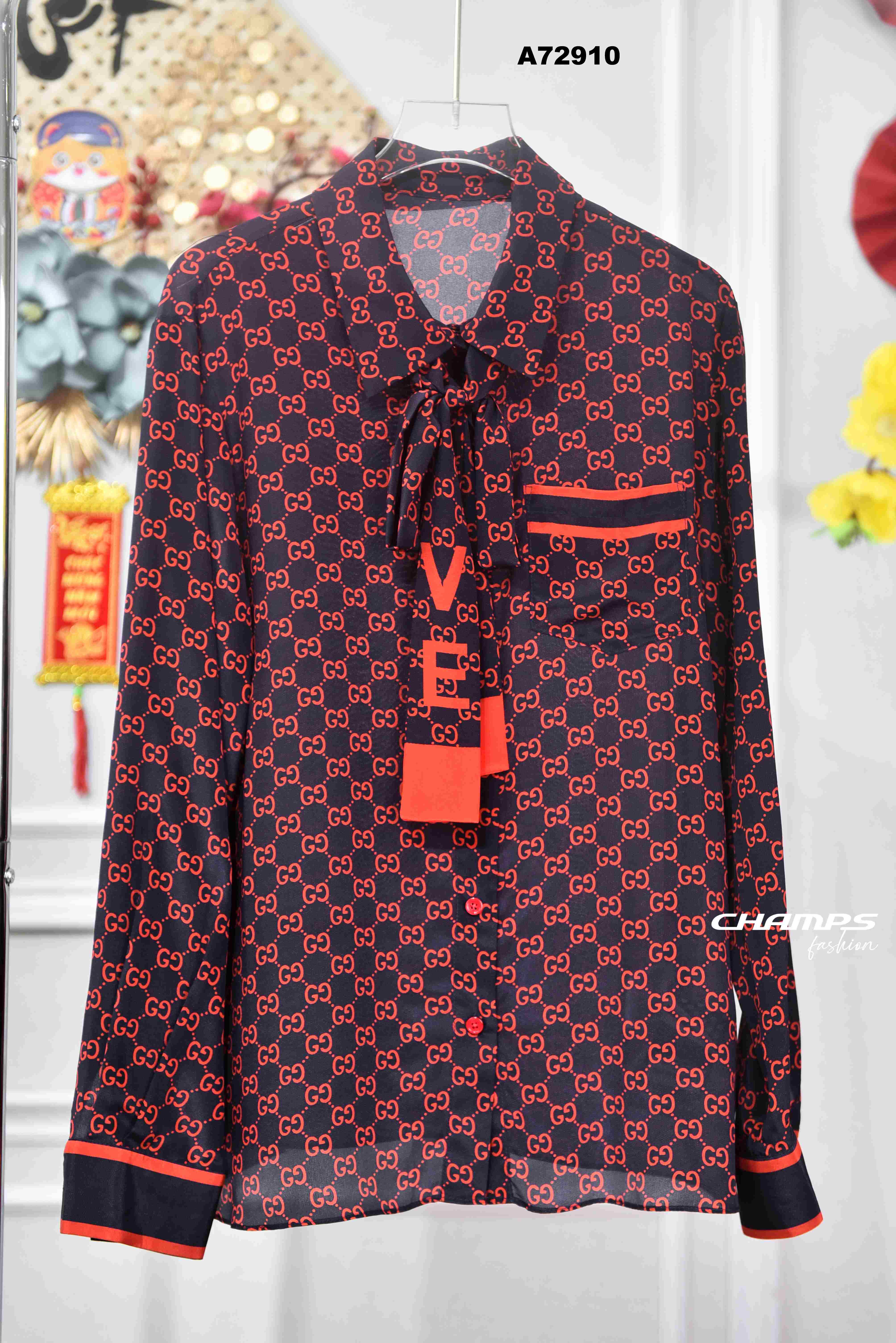 ÁO SƠ MI LỤA GUCCI XANH ĐEN+DÂY 72910