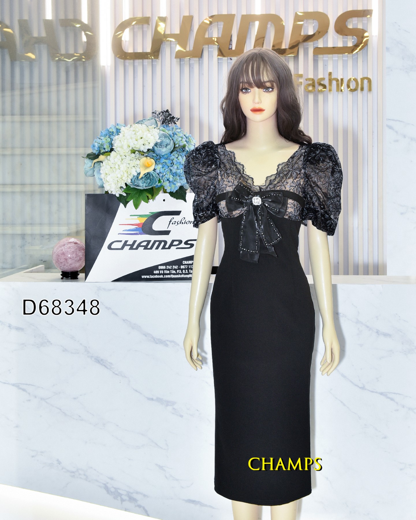 ĐẦM ĐEN REN +CÀI NƠ 68348