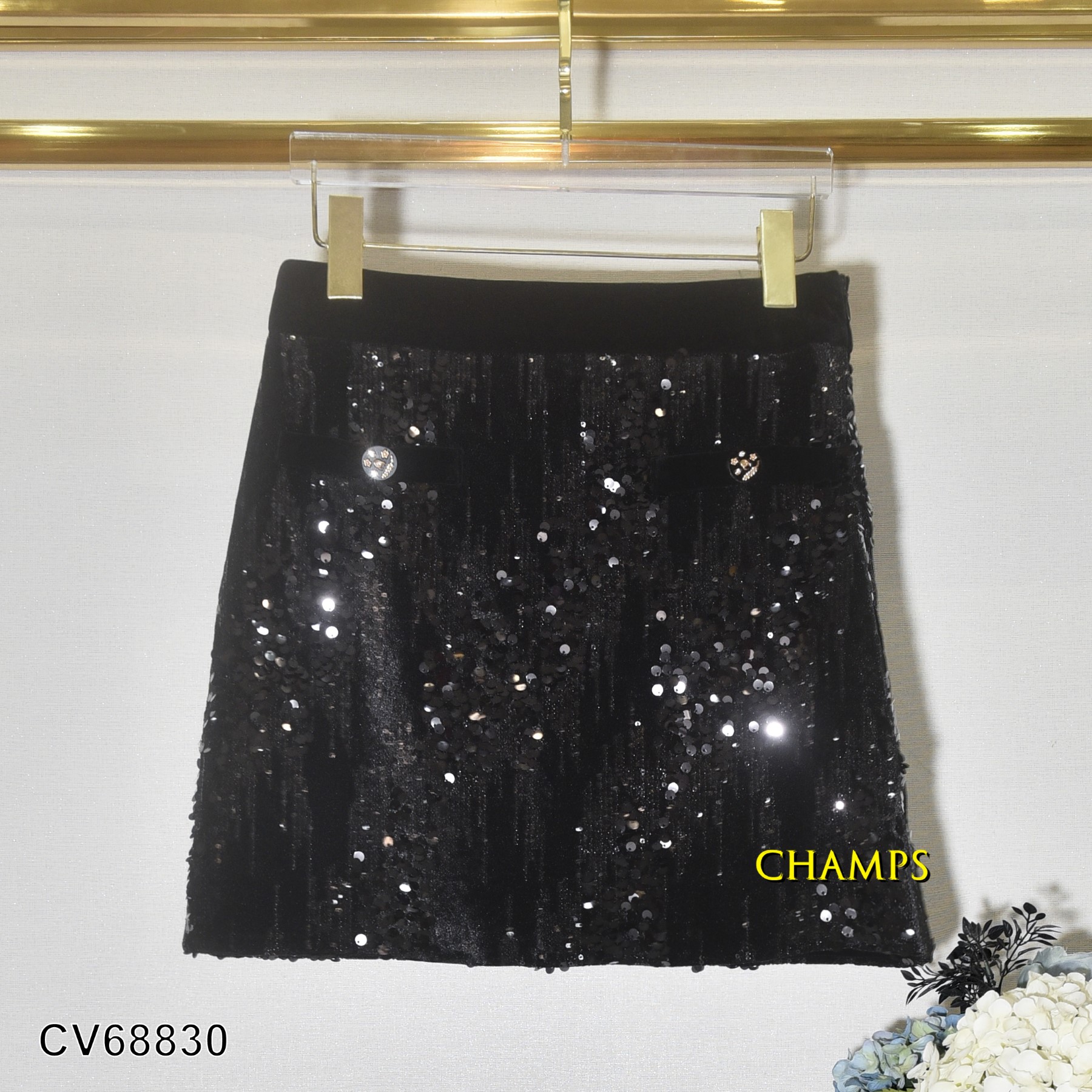 CHÂN VÁY CƯỜM ĐEN 68830