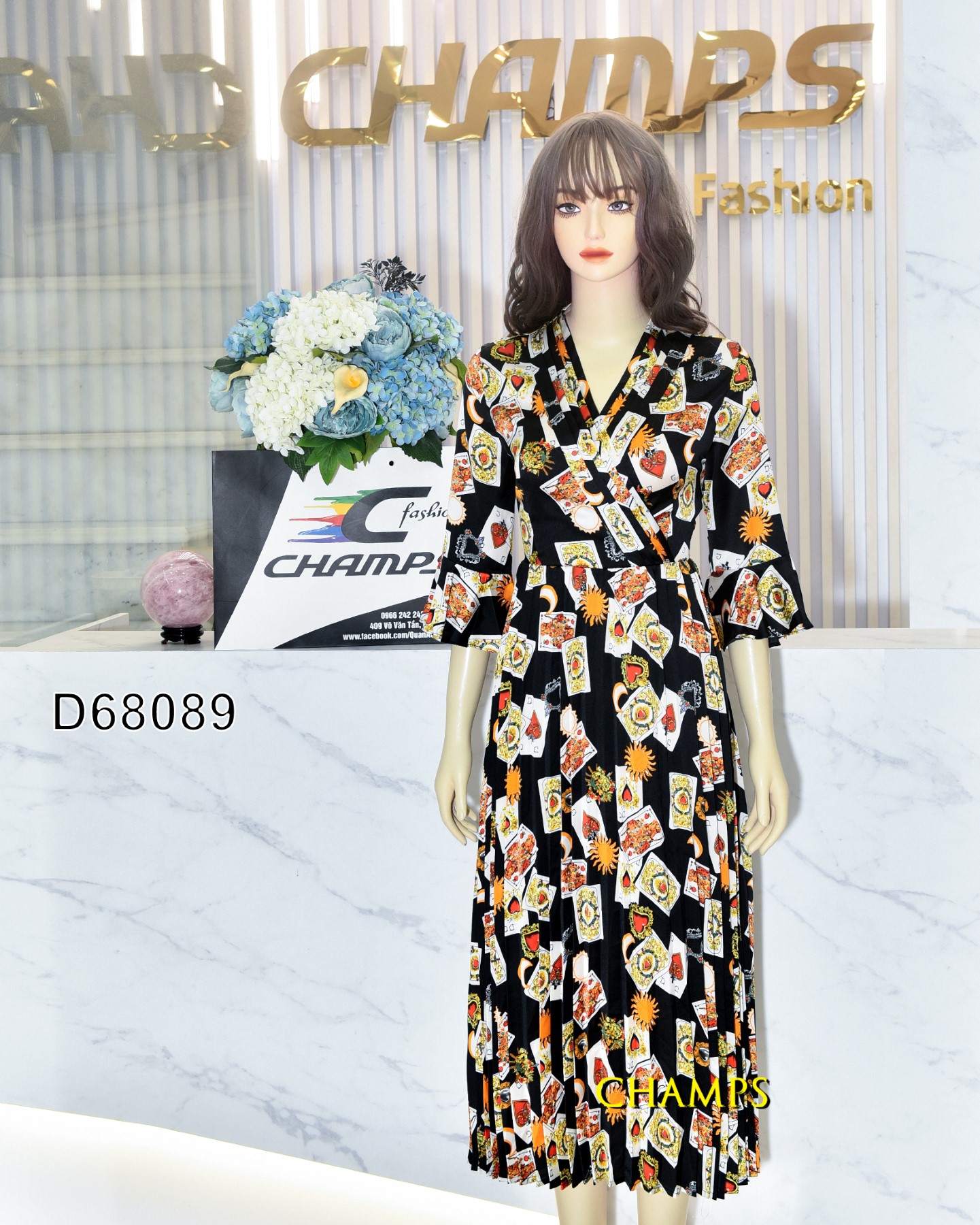 ĐẦM LỤA ĐEN HÌNH 68089