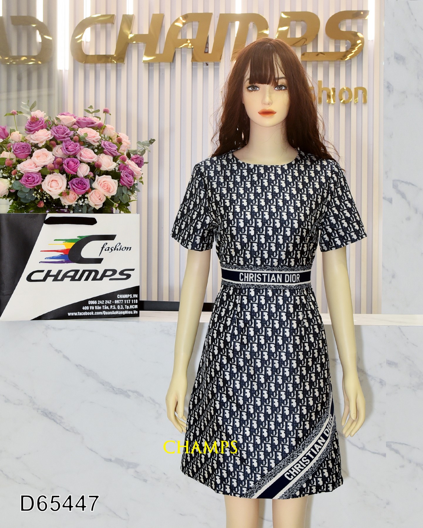 ĐẦM XANH ĐEN DIOR 65447