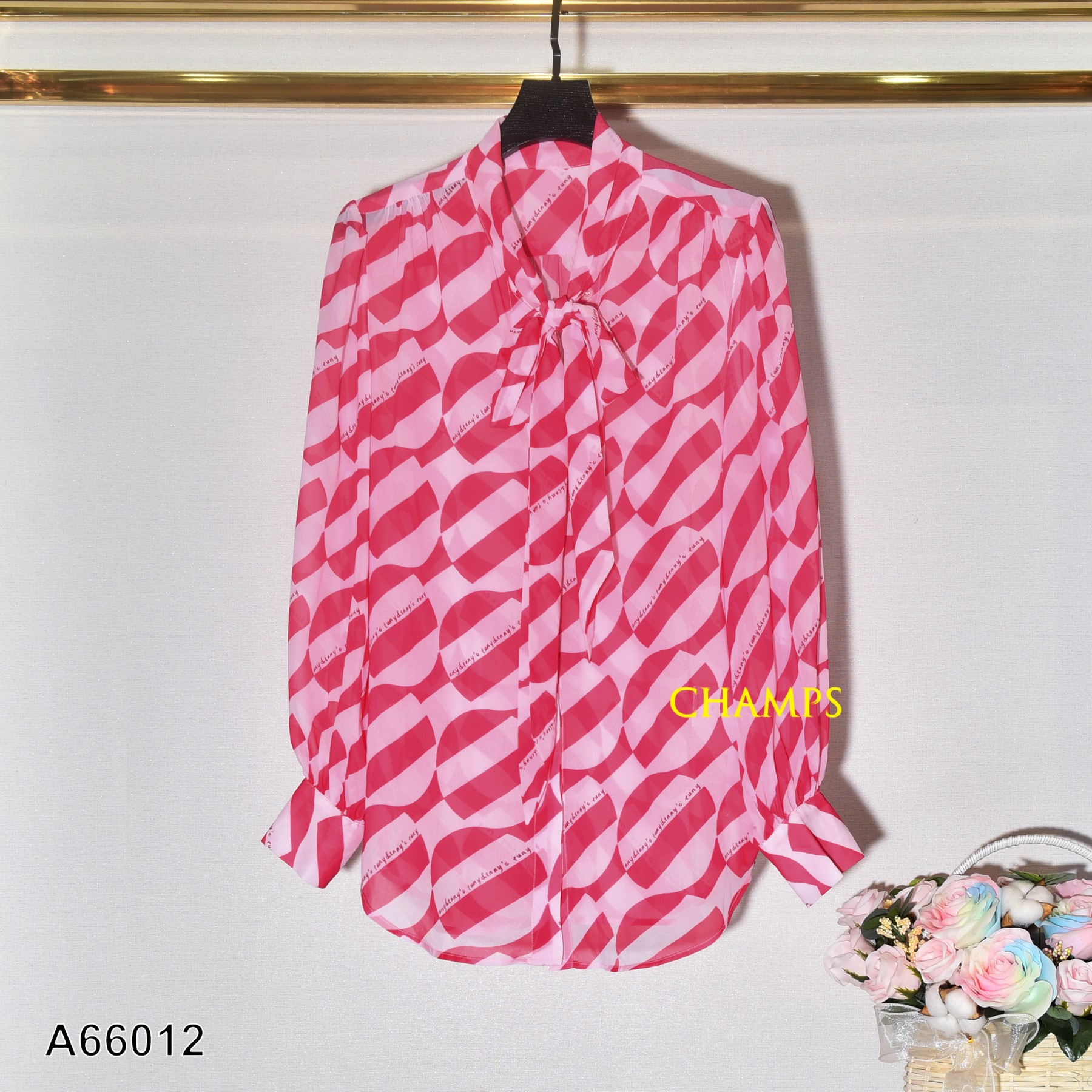 ÁO LỤA HOA VĂN HỒNG 66012