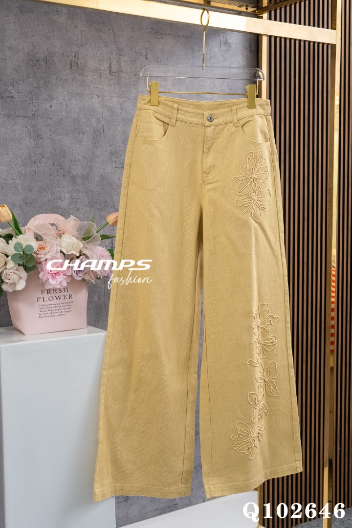 QUẦN JEAN MỀM VÀNG HOA VĂN 102646