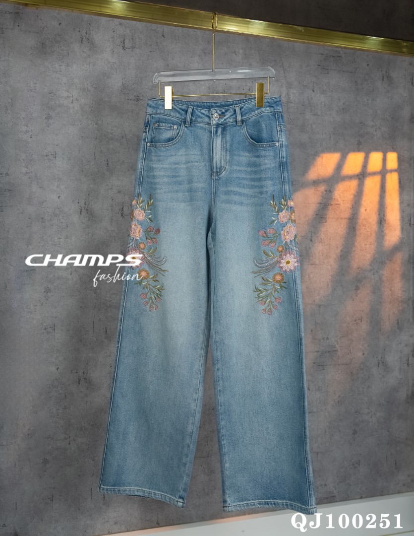 QUẦN JEAN SUÔN HOA THÊU 100251