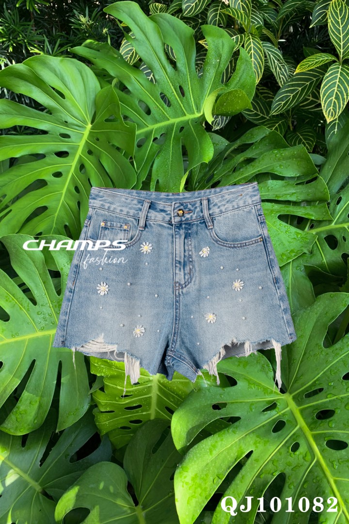 QUẦN SHORT JEAN XANH HOA 101082
