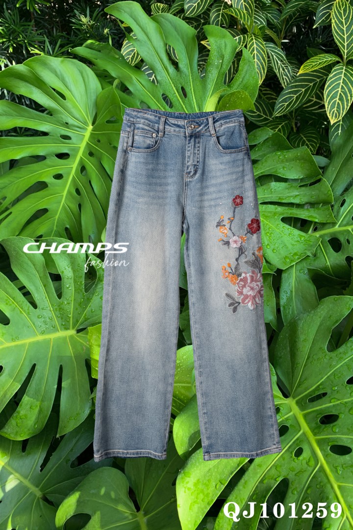 QUẦN JEAN SUÔN THÊU HOA 101259