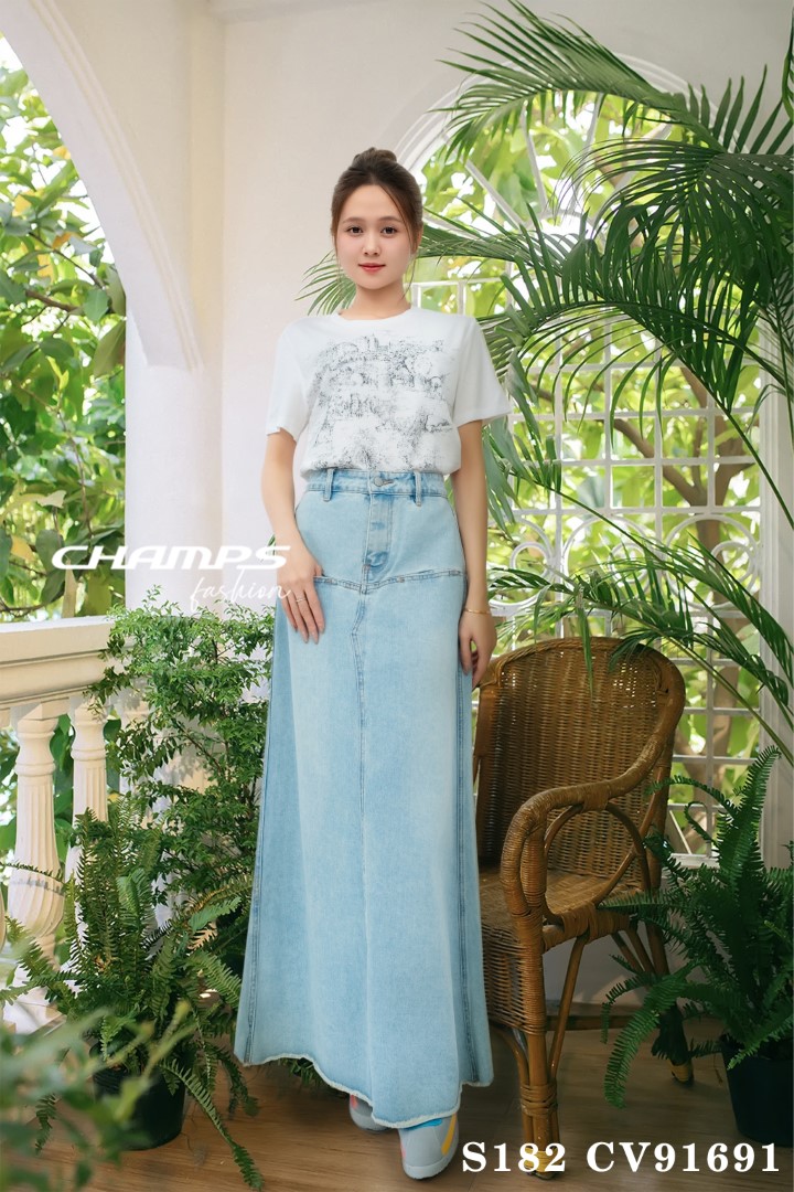 CHÂN VÁY JEAN XANH DÀI 91691
