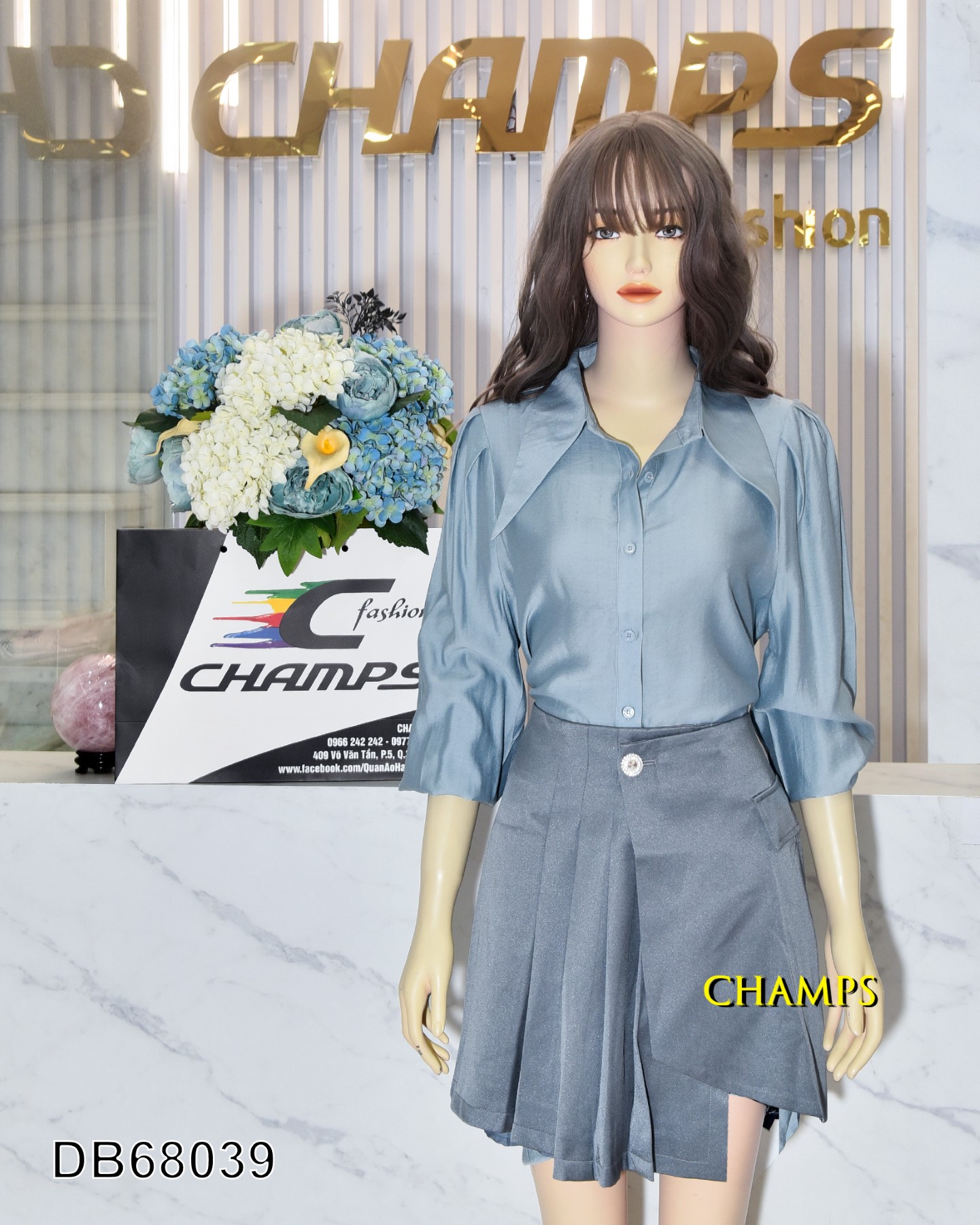 BỘ ÁO DÀI XÁM SƠ MI +CV XÁM 68039