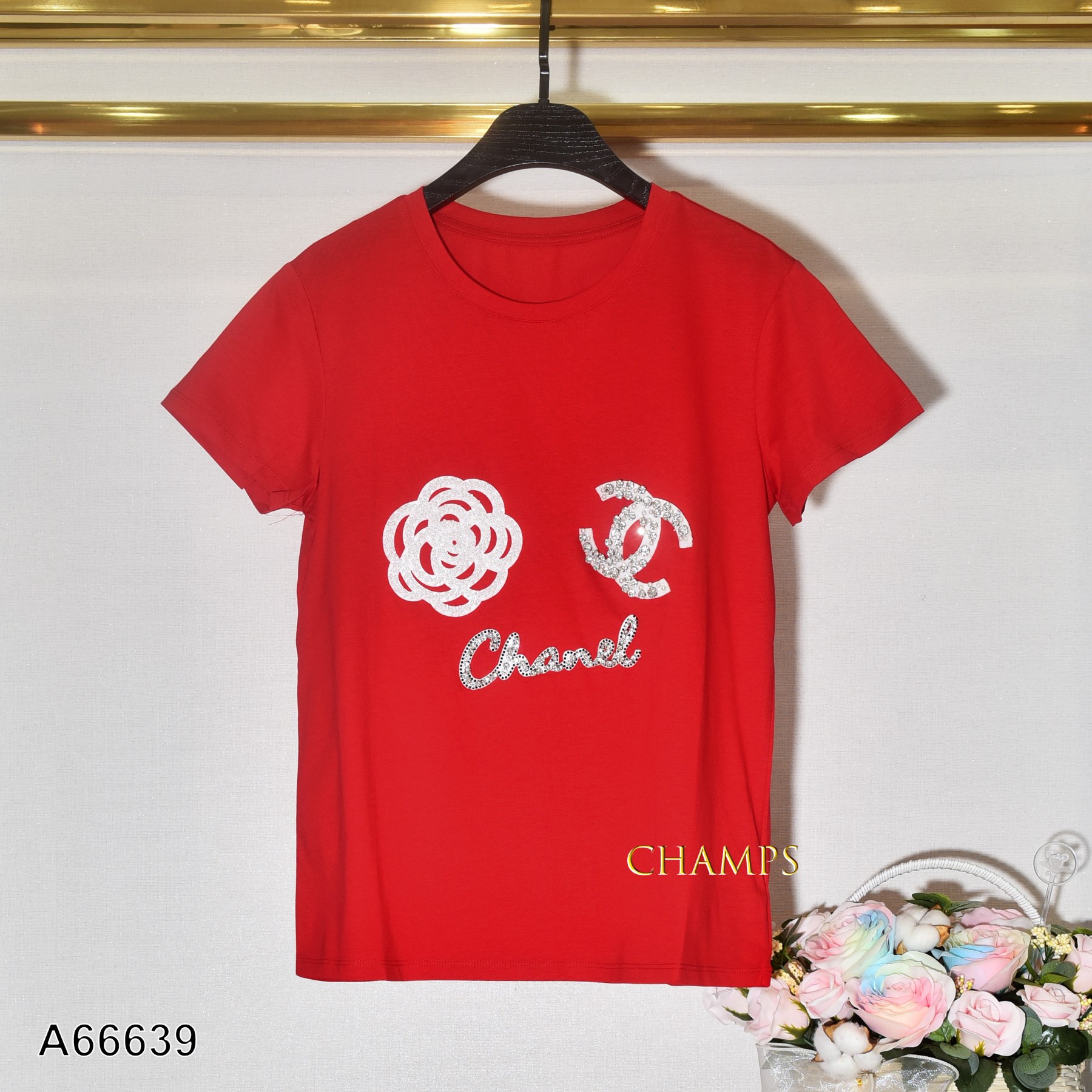 ÁO THUN ĐỎ CHANLE ĐÁ 66639