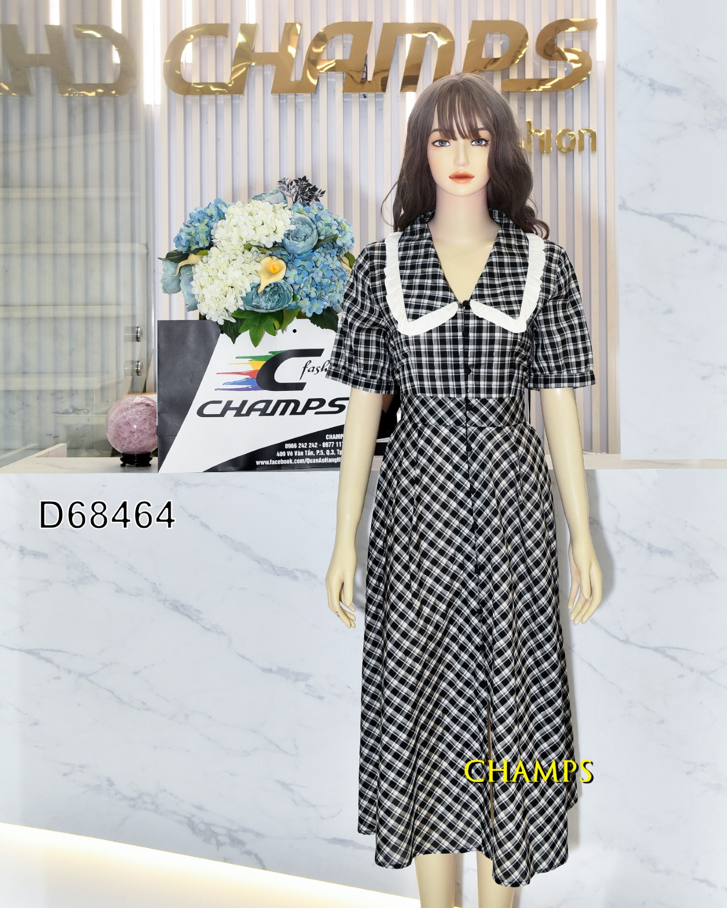 ĐẦM SƠ MI DÍCH DÁCH ĐEN 68464