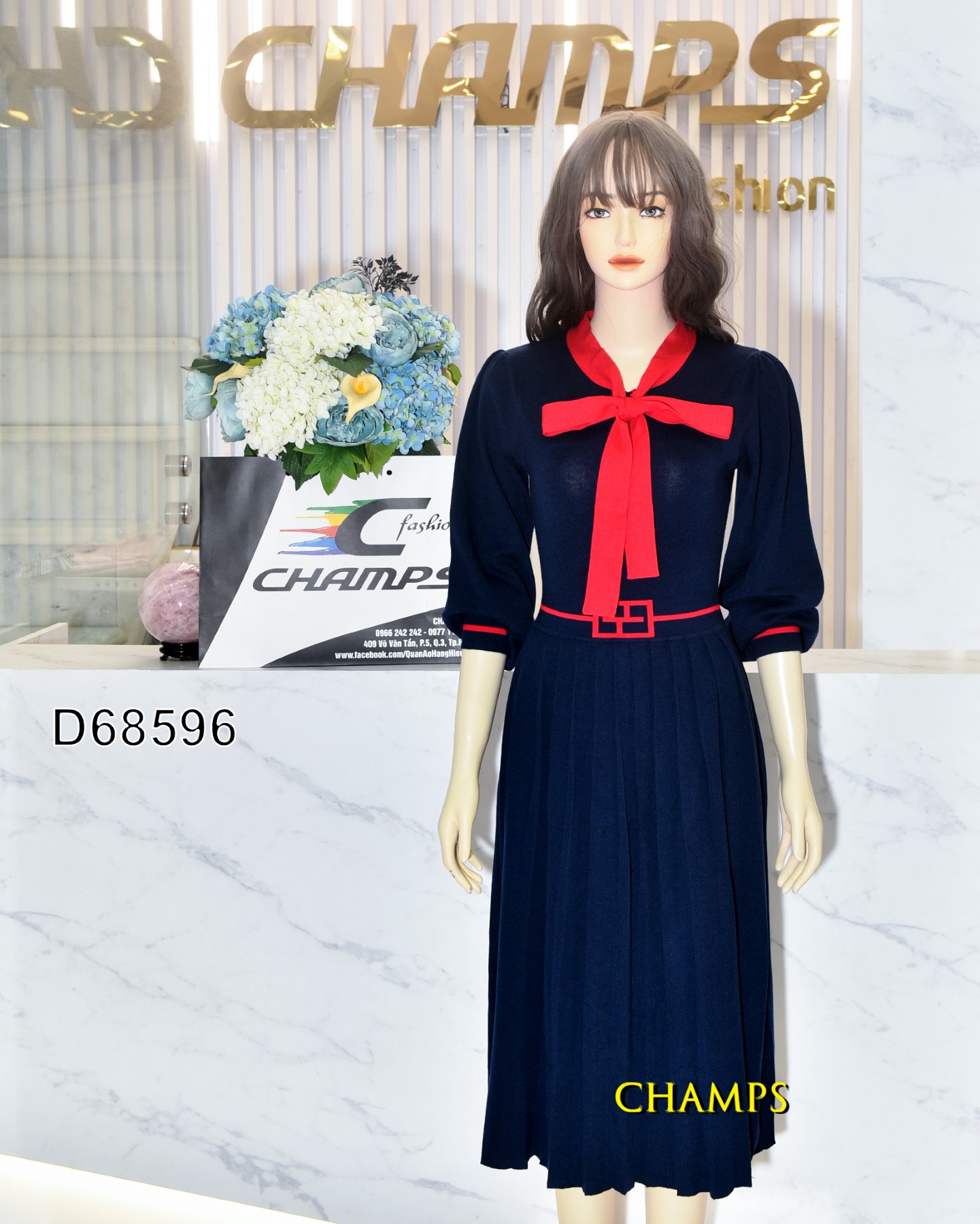 ĐẦM LEN XANH GUCCI 68596